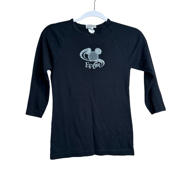 Disney Tops - Walt Disney World Epcot Ladies 3/4 Sleeve Size M Fits S Shirt Black Glitter H14